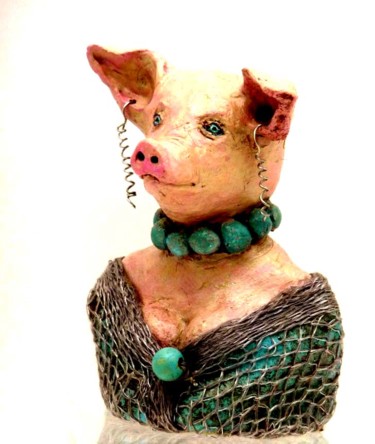 Sculpture titled "cochone-prof.jpg" by Bibi Blanchet, Original Artwork, Terra cotta