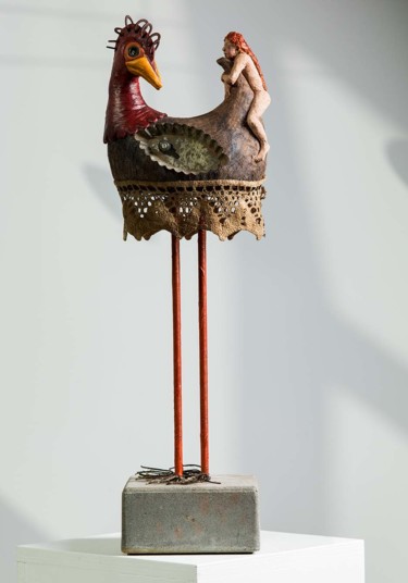 Sculpture intitulée "voyageuse-clandesti…" par Bibi Blanchet, Œuvre d'art originale, Terre cuite