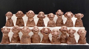 "moines-hirales-grou…" başlıklı Heykel Bibi Blanchet tarafından, Orijinal sanat, Terracotta