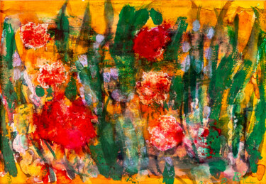 Painting titled "Poppies" by Bice Perrini, Original Artwork, Pigments Mounted on Other rigid panel