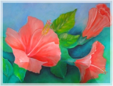 Painting titled "hibiscus" by B Arfaoui, Original Artwork, Other