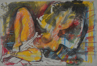 Картина под названием "dsc02402a.jpg.девуш…" - Bidzina Kavtaradze, Подлинное произведение искусства, Гуашь