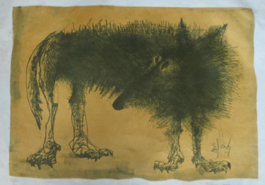 Prenten & gravures getiteld "Волк." door Bidzina Kavtaradze, Origineel Kunstwerk, Lithografie