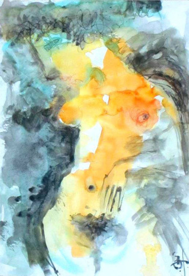 Peinture intitulée "Ню" par Bidzina Kavtaradze, Œuvre d'art originale, Aquarelle