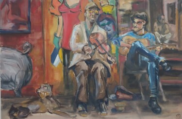 Painting titled "Streetlive 1" by Bianca Hulst (biekart), Original Artwork, Oil