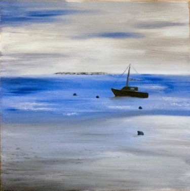 Peinture intitulée "bateau dans la baie" par Veronique Chupin, Œuvre d'art originale, Acrylique