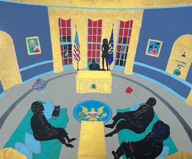 Ζωγραφική με τίτλο "Oval Office" από Biggivinci, Αυθεντικά έργα τέχνης, Ακρυλικό Τοποθετήθηκε στο Ξύλινο φορείο σκελετό