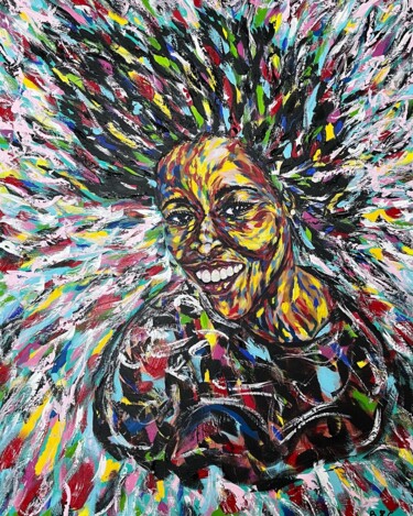 Peinture intitulée "Carline smile" par Biggivinci, Œuvre d'art originale, Acrylique Monté sur Châssis en bois