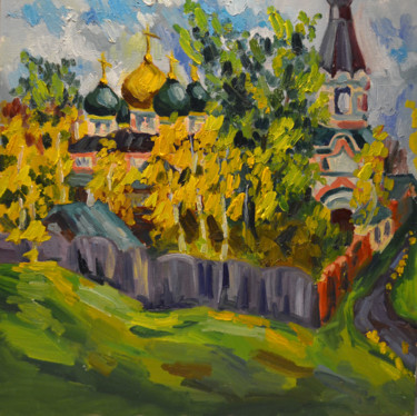 Картина под названием "yellow autumn" - Nataliya Novozhilova, Подлинное произведение искусства, Масло Установлен на картон