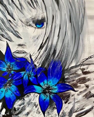Peinture intitulée "Bloody blue" par Seven Minutes, Œuvre d'art originale, Acrylique