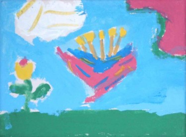 Peinture intitulée ""joyeux anniversair…" par Bi+Jou 2 Famille, Œuvre d'art originale, Huile