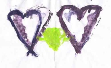 Peinture intitulée "" Le cœur amoureux "" par Bi+Jou 2 Famille, Œuvre d'art originale, Huile