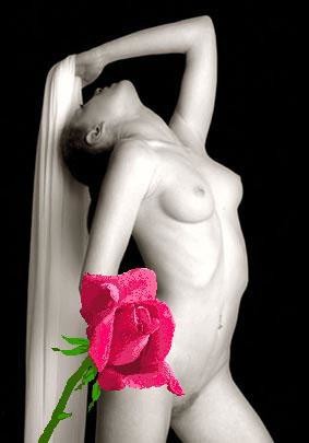 Arts numériques intitulée "Nue à la rose" par Jade Minh Nguyen, Œuvre d'art originale