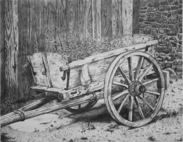 Drawing titled "Cart" by Biju Puthiyapurail, Original Artwork, Ballpoint pen