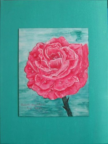 Malerei mit dem Titel "Rose im Regen" von Elsbeth Regenbrecht, Original-Kunstwerk, Öl