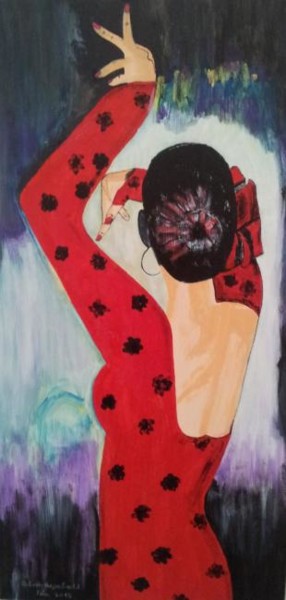 Malerei mit dem Titel "feurige Tänzerin" von Elsbeth Regenbrecht, Original-Kunstwerk, Öl