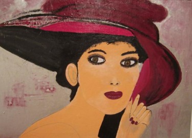 Malerei mit dem Titel "Dame mit Hut" von Elsbeth Regenbrecht, Original-Kunstwerk, Öl