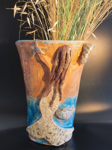 Sculpture titled "Escape Mermaid" by Bilge Dogrucuoglu, Original Artwork, Ceramics