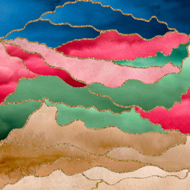 Digitale Kunst mit dem Titel "Watercolour Landsca…" von Bilge Paksoylu, Original-Kunstwerk, Digitale Collage