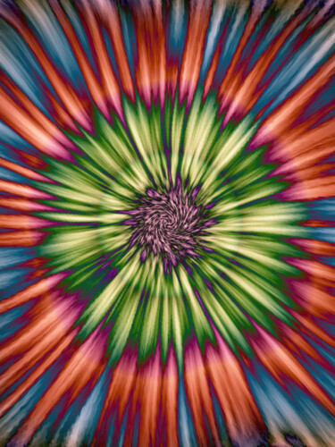 Цифровое искусство под названием "Colourful Tie Dye F…" - Bilge Paksoylu, Подлинное произведение искусства, Цифровая живопись