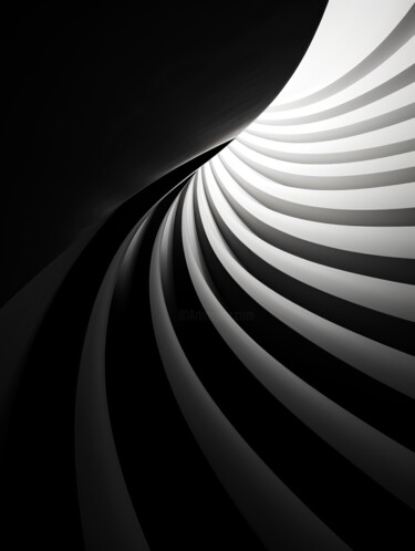Digital Arts titled "Black and White Geo…" by Bilge Paksoylu, Original Artwork, AI generated image