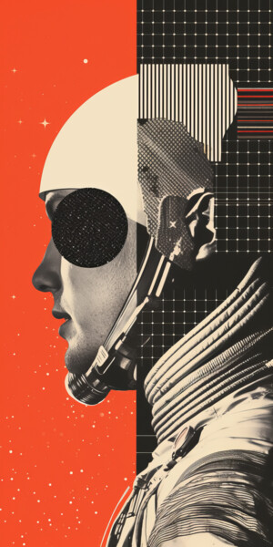 Digital Arts titled "Astronaut 1" by Bilge Paksoylu, Original Artwork, AI generated image