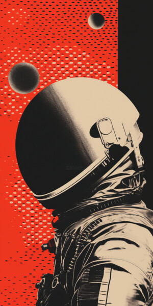 Digital Arts titled "Astronaut 2" by Bilge Paksoylu, Original Artwork, AI generated image