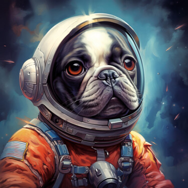 Arte digitale intitolato "Dog Astronaut 1" da Bilge Paksoylu, Opera d'arte originale, Immagine generata dall'IA