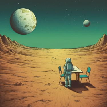 Digital Arts titled "Astronaut 4" by Bilge Paksoylu, Original Artwork, AI generated image