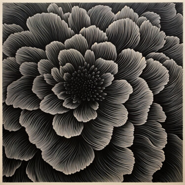 Digital Arts με τίτλο "Black and White Flo…" από Bilge Paksoylu, Αυθεντικά έργα τέχνης, Εικόνα που δημιουργήθηκε με AI