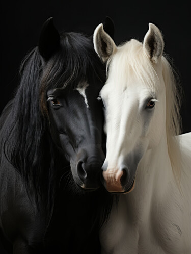 Digitale Kunst getiteld "Horses" door Bilge Paksoylu, Origineel Kunstwerk, AI gegenereerde afbeelding