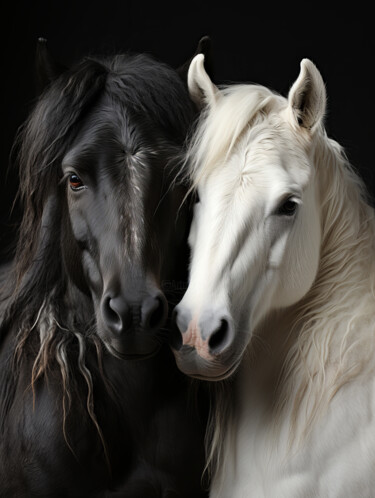 Digitale Kunst getiteld "Horses 2" door Bilge Paksoylu, Origineel Kunstwerk, AI gegenereerde afbeelding