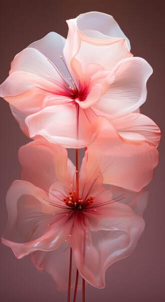 Digital Arts titled "Delicate Floral 5" by Bilge Paksoylu, Original Artwork, AI generated image