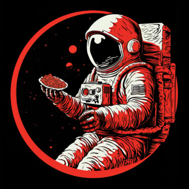 Arts numériques intitulée "Astronaut Red and B…" par Bilge Paksoylu, Œuvre d'art originale, Image générée par l'IA