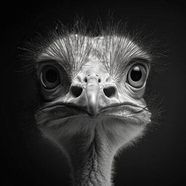 Digitale Kunst mit dem Titel "Ostrich 1" von Bilge Paksoylu, Original-Kunstwerk, KI-generiertes Bild