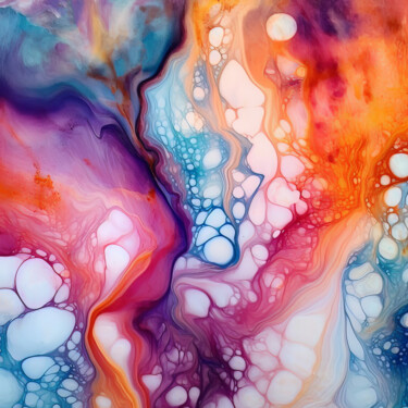 Digital Arts titled "Bright Liquid Art" by Bilge Paksoylu, Original Artwork, AI generated image