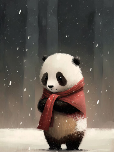 "Panda in Winter" başlıklı Dijital Sanat Bilge Paksoylu tarafından, Orijinal sanat, AI tarafından oluşturulan görüntü