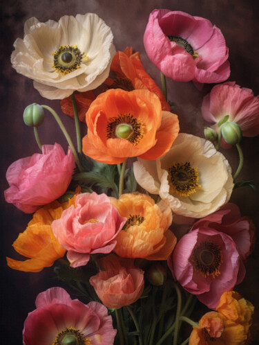Digitale Kunst getiteld "Poppies 11" door Bilge Paksoylu, Origineel Kunstwerk, AI gegenereerde afbeelding