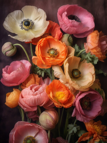 Digital Arts titled "Poppies 13" by Bilge Paksoylu, Original Artwork, AI generated image