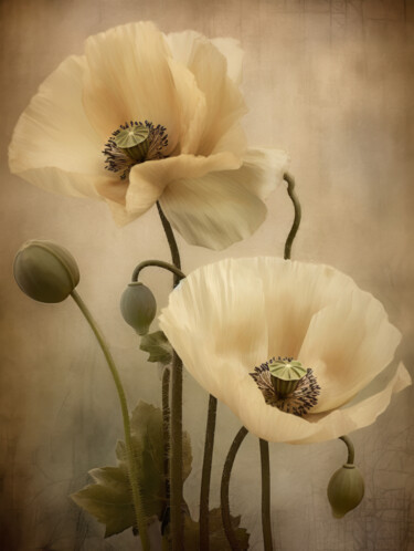 Digitale Kunst mit dem Titel "Poppies 25" von Bilge Paksoylu, Original-Kunstwerk, KI-generiertes Bild