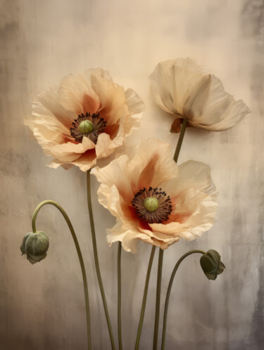 Digitale Kunst getiteld "Poppies 29" door Bilge Paksoylu, Origineel Kunstwerk, AI gegenereerde afbeelding