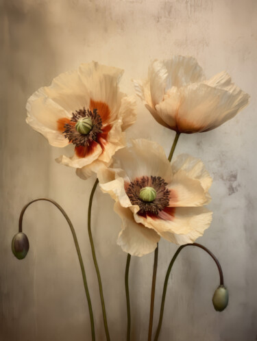 Digital Arts titled "Poppies 36" by Bilge Paksoylu, Original Artwork, AI generated image