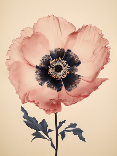 Digital Arts titled "Single Pink Flower" by Bilge Paksoylu, Original Artwork, AI generated image