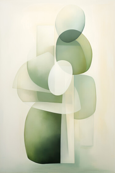 Digital Arts titled "Green Beige Texture…" by Bilge Paksoylu, Original Artwork, AI generated image