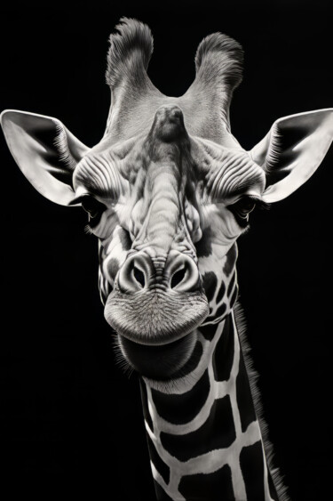 Digitale Kunst getiteld "Wild Animal Giraffe" door Bilge Paksoylu, Origineel Kunstwerk, AI gegenereerde afbeelding
