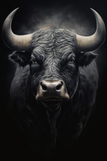 Arts numériques intitulée "Wild Flower Bull 1" par Bilge Paksoylu, Œuvre d'art originale, Image générée par l'IA