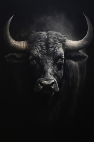 Digital Arts titled "Black Bull" by Bilge Paksoylu, Original Artwork, AI generated image