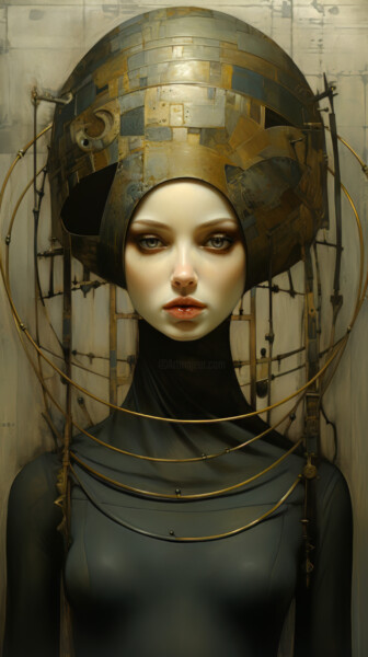 Arte digitale intitolato "Robotic Woman 2" da Bilge Paksoylu, Opera d'arte originale, Immagine generata dall'IA