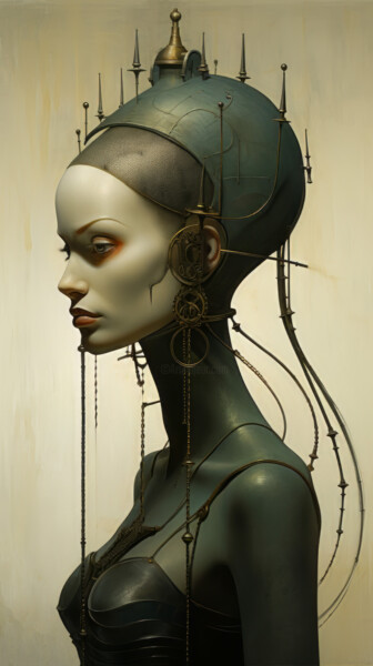 Digital Arts titled "Robotic Girl 3" by Bilge Paksoylu, Original Artwork, AI generated image