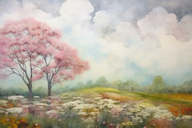 Arte digital titulada "Dreamy Spring 2" por Bilge Paksoylu, Obra de arte original, Imagen generada por IA